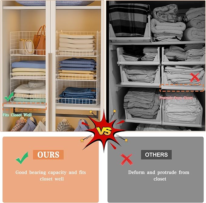 Huxitocan 6-Tier Stackable Closet Organizers and Storage Basket - Image 4
