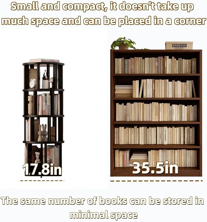 Solid Wood Rotating Round Bookshelf Towers - Image 7