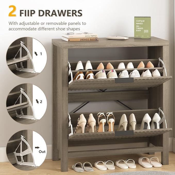 Fluted Shoe Cabinet Storage - Image 4