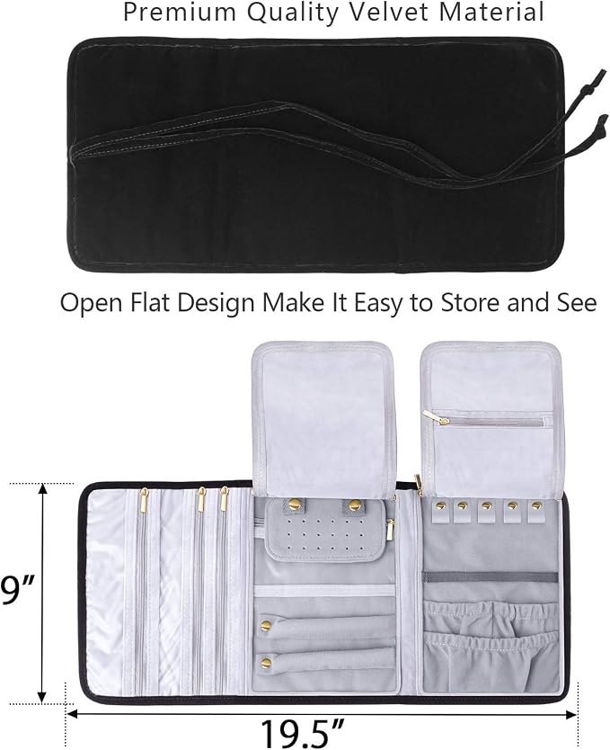 Teamoy Velvet Travel Jewelry Roll, Jewelry Storage Bag Organizer - Image 5