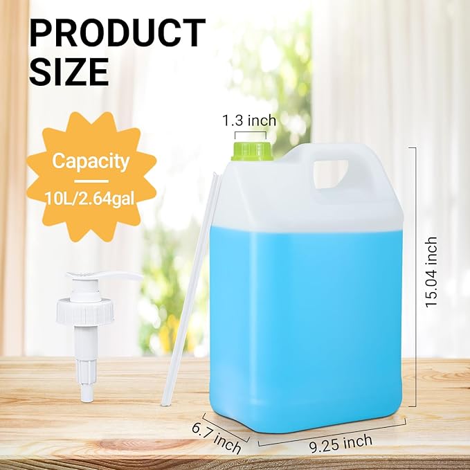 2 Pack 2.5 Gal Plastic F-Style Jug Reusable Food-Safe, Heavy-Duty HDPE - Image 6