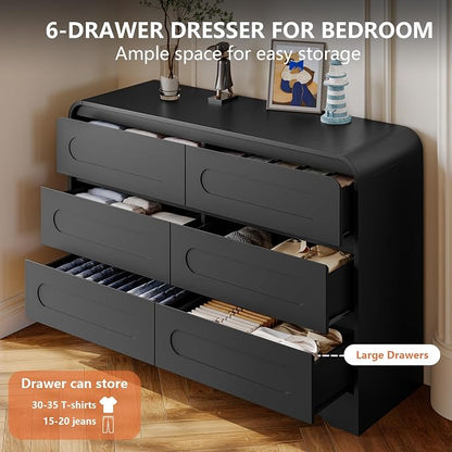 6 Drawer Dresser with Extendable Table, L-Shaped Desk Vanity Combo, Modern - Image 3