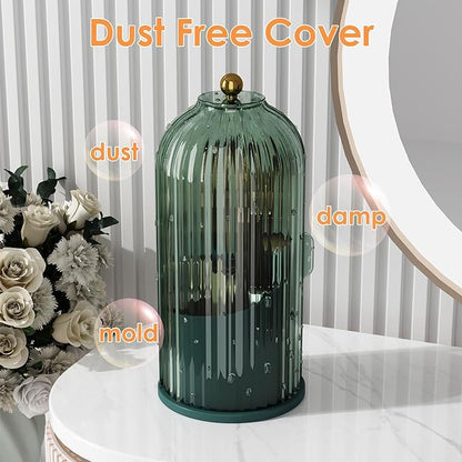 Makeup Brush Holder with Lid 360 Rotating Clear Dustproof Make Up Organizers - Image 4