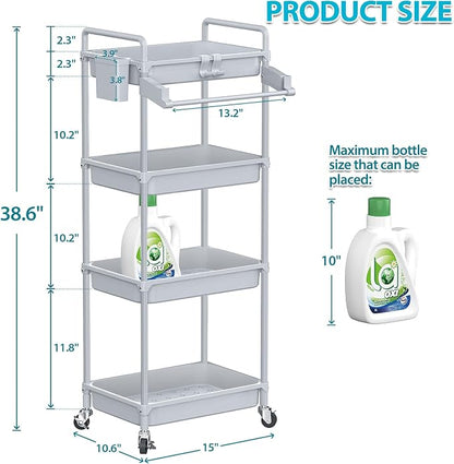SPACEKEEPER Rolling Storage Cart, 4-Tier Bathroom Organizer Utility Cart - Image 4