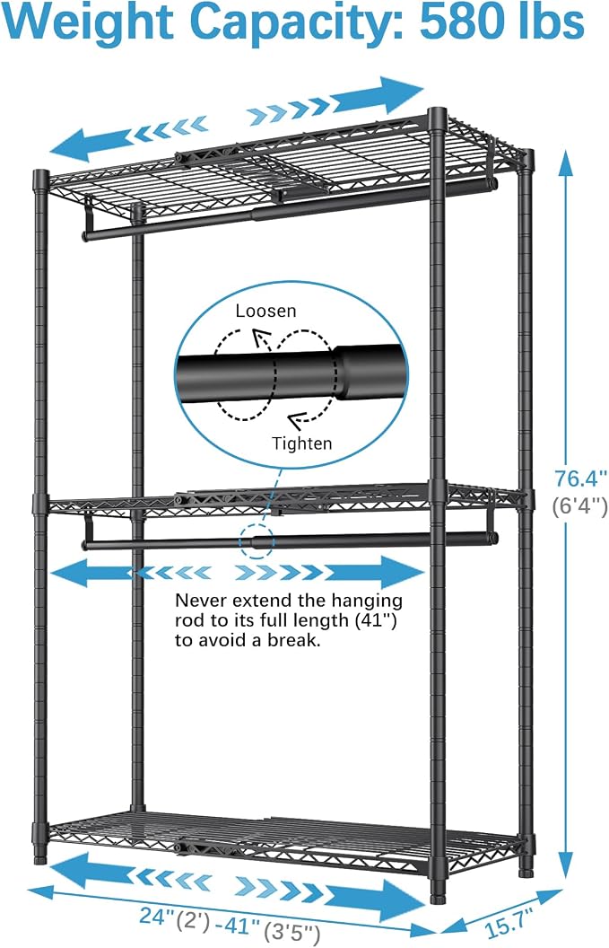 VIPEK X1 Expandable Clothes Rack Heavy Duty Adjustable from 2' to 3'5" - Image 6