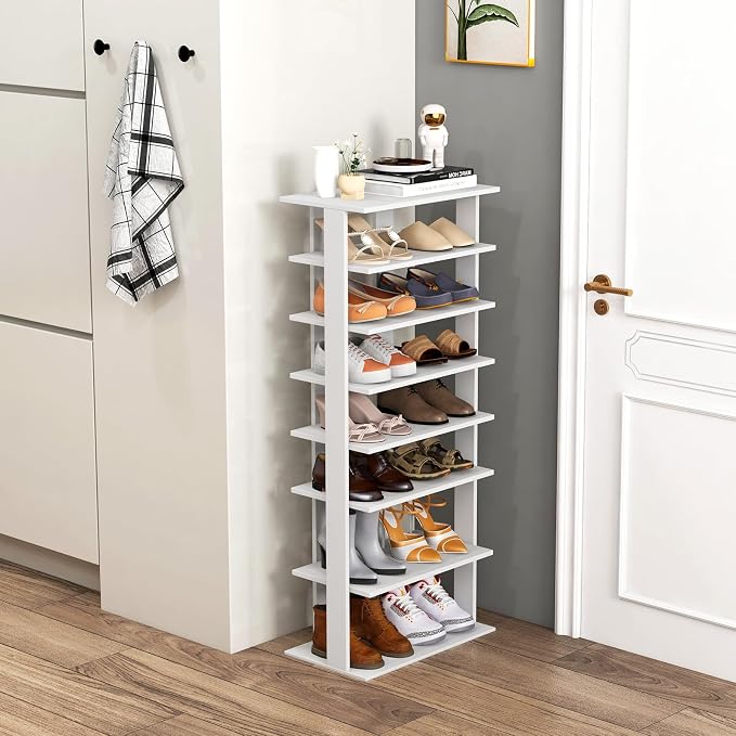 Tangkula 8-Tier Vertical Shoe Rack, Space-Saving Corner Shoe Organizer by TANGKULA