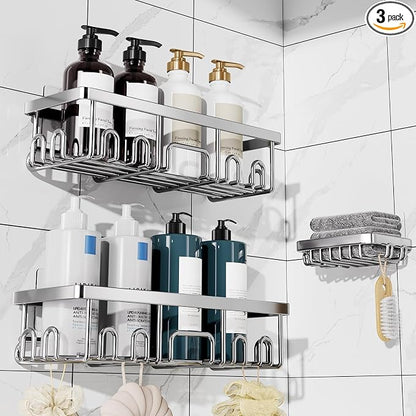 Veken Shower Caddy 3-Pack, Advanced Rustproof Design, No Drilling Adhesive by Veken