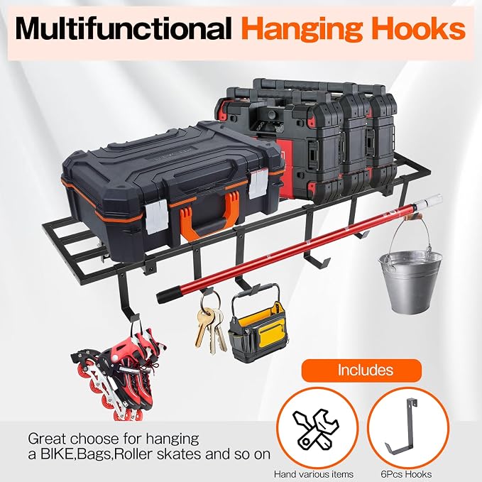 Garage Wall Shelving, 1X4 ft Garage Storage Rack, Heavy Duty Wall Mounted - Image 5