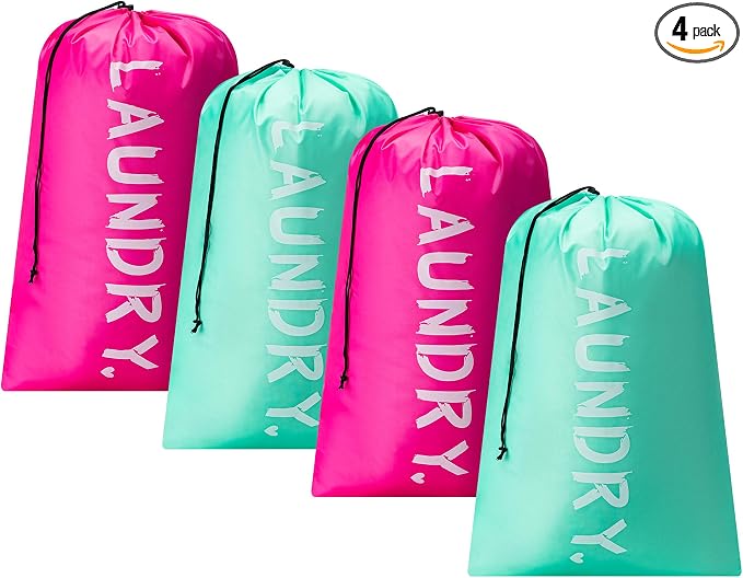 4 Pack XL Travel Laundry Bag, Machine Washable Dirty Clothes Organizer by Unknown