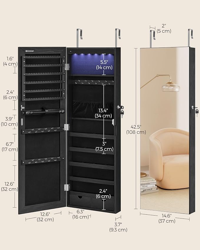 SONGMICS Hanging Jewelry Cabinet, Wall-Mounted Cabinet - Image 6