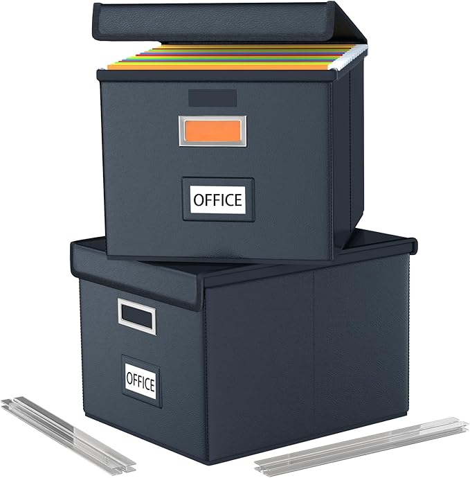 File Organizer Box with Lids, Collapsible File Folder Organizer | File Box with by Huolewa