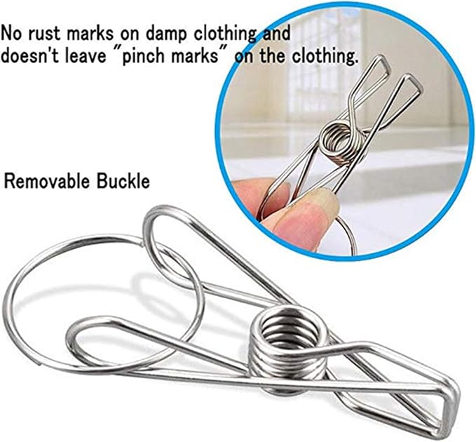 DurReus Reusable Stainless steel Drying Rack Laundry Drip Hanger 8 Clips Closet - Image 2
