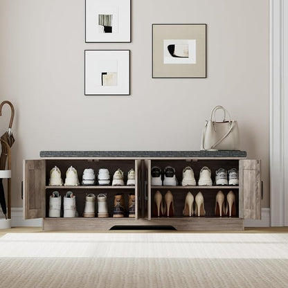 HOMSHO Farmhouse Shoe Storage Bench - Image 4