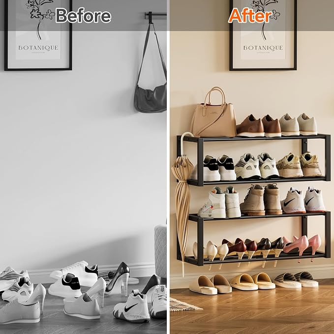 Homeiju Hanging Shoe Organizer, 2 Pack Wall Mounted Shoe Rack Holds 12 Pairs - Image 9