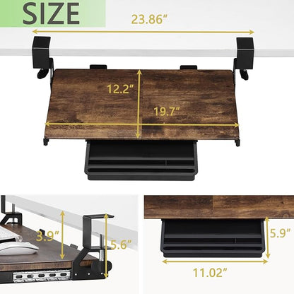ETHU Keyboard Tray Under Desk, 19.7" X 12.2" Small Size C Clamp Keyboard Drawer - Image 5