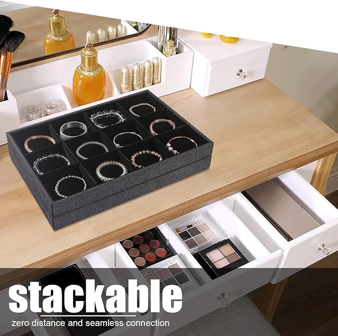 Julysky 2Pcs 12 Grids Stackable Jewelry Organizer Trays - Image 3