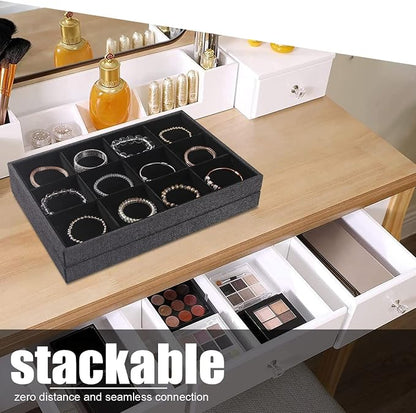Julysky 2Pcs 12 Grids Stackable Jewelry Organizer Trays - Image 3