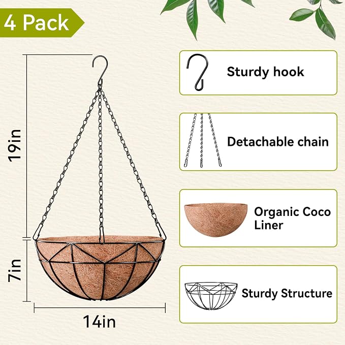 Halatool 4 Pack 14 Inch Hanging Baskets - Image 2