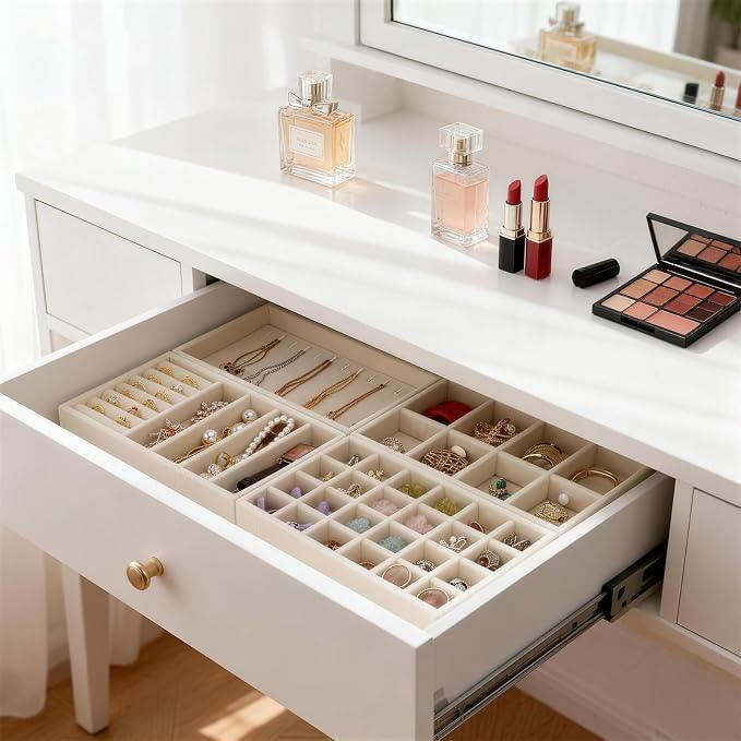 Velvet Jewelry Drawer Storage Tray, Storage Box - Image 7