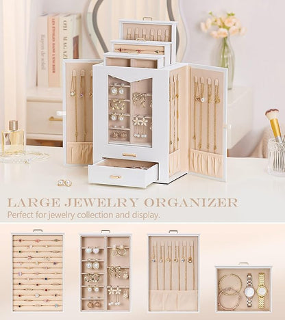 Homde Jewelry Organizer with Transparent Window Necklace Hooks Gift - Image 5
