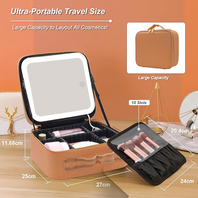 Makeup Case, Lighted Mirror, Waterproof - Image 2