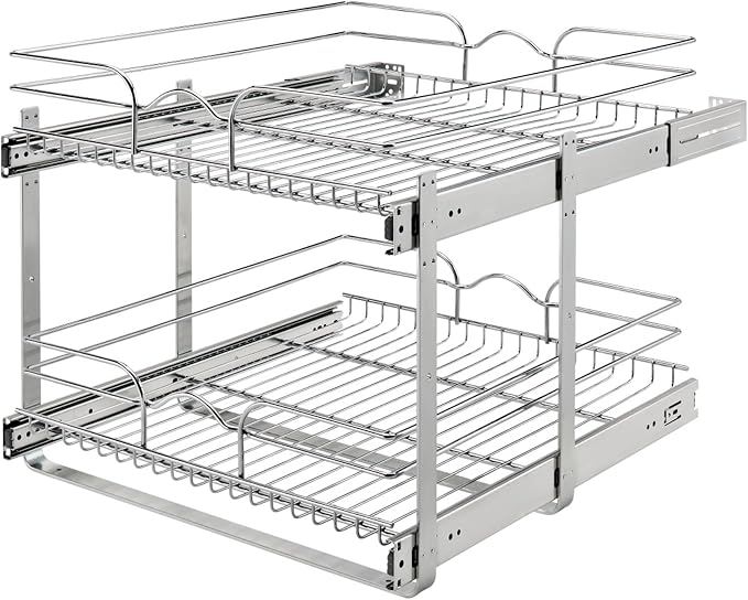 Rev-A-Shelf 2-Tier Kitchen Cabinet Pullout Shelf and Drawer Organizer Slide Out by Rev-A-Shelf