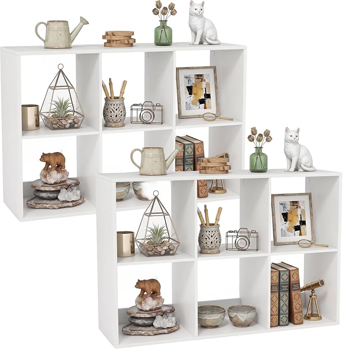 POWERSTONE 6 Cube Storage Organizer Set of 2, 3 Tier Cubby Bookshelf by POWERSTONE%C2%AE