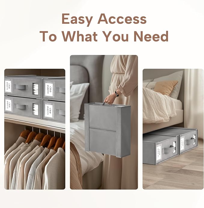 Criusia Bed Sheet Organizers and Storage, 6 Pack Foldable Linen Closet - Image 7