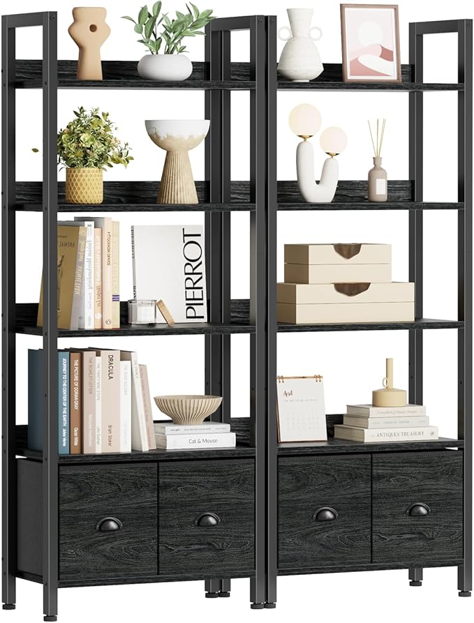 Furologee 5-Tier Bookshelf Set of 2, Tall Bookcase by Furologee