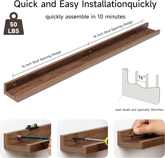 Fun Memories Picture Ledge Shelf, 36 Inch Floating Shelves Set of 2, Nursery - Image 5