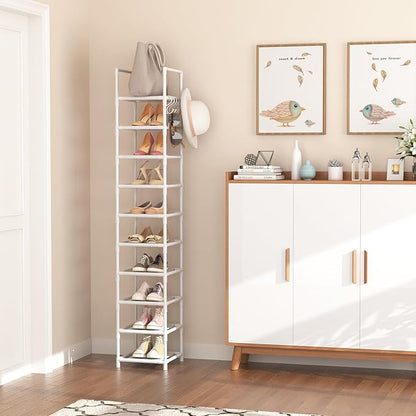 LANTEFUL Tall Narrow Shoe Rack 10-Tier Skinny Shoe Shelf Storage - Image 2