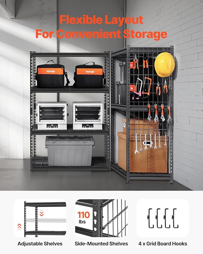 VEVOR Storage Shelves, 2400 lbs, 4 Tier Heavy Duty Garage Shelving, - Image 5