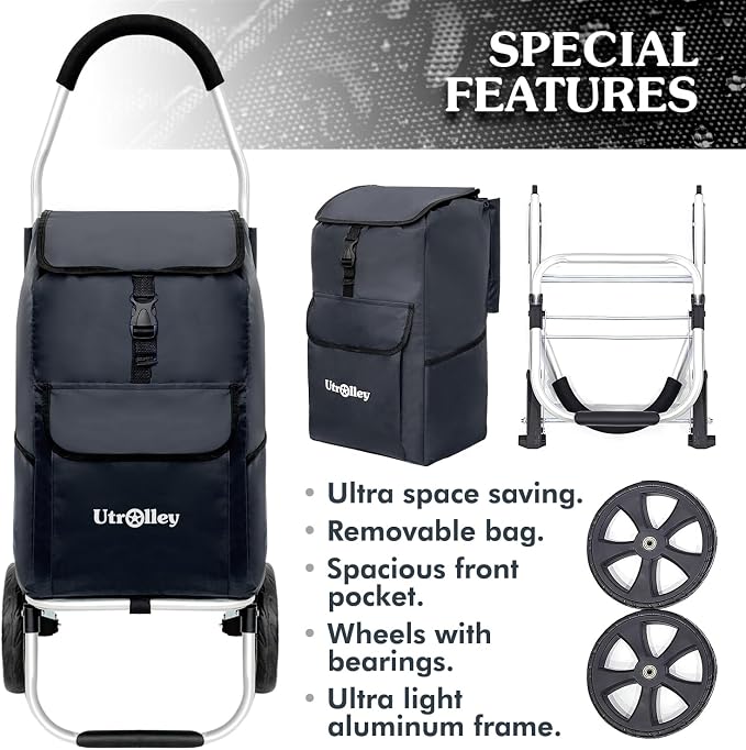 Ultra-Lightweight Black Foldable Shopping Cart - Image 4