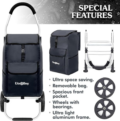 Ultra-Lightweight Black Foldable Shopping Cart - Image 4