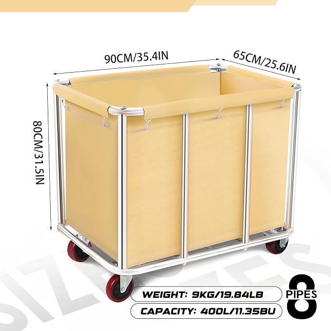 Commercial Laundry Cart with Wheels, 11.35 Bushel Large Laundry Tumbler with - Image 2