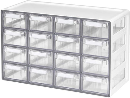 Blue Ginkgo Medium 16-Drawer Cabinet – Stackable Clear Organizer by BLUEGINKGO