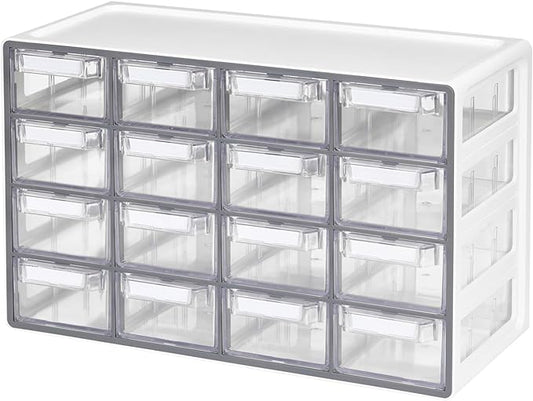 Blue Ginkgo Medium 16-Drawer Cabinet – Stackable Clear Organizer by BLUEGINKGO
