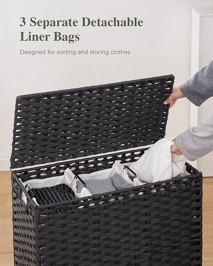 SETVSON Laundry Hamper with Lid 132 L, Clothes Hamper with Lid, Handwoven - Image 3