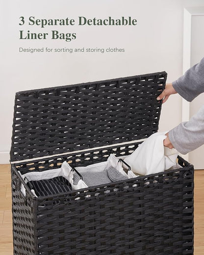 SETVSON Laundry Hamper with Lid 132 L, Clothes Hamper with Lid, Handwoven - Image 3