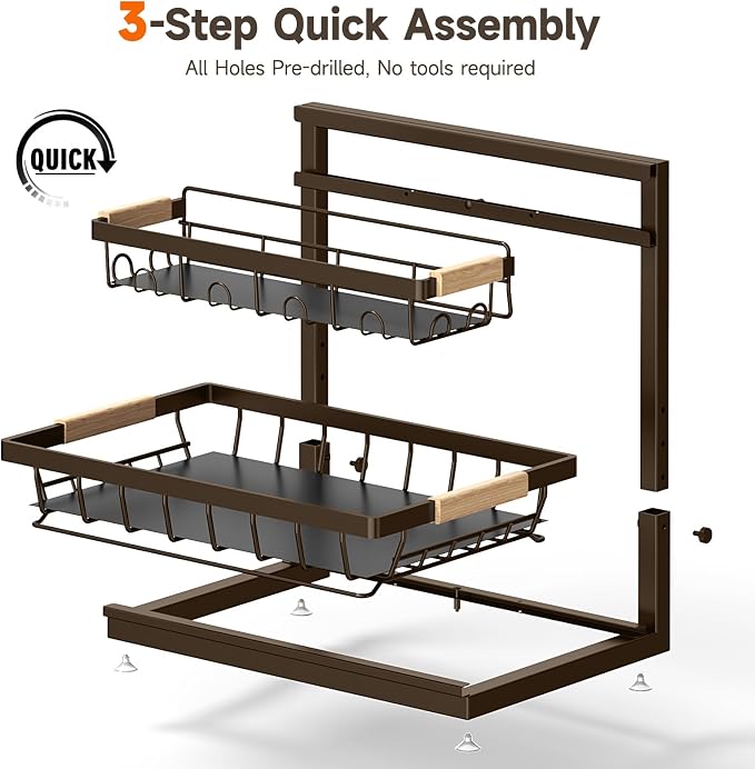 Sevenblue 2-Pack 2-Tier Height Adjustable Under Sink Organizer & Storage | - Image 7