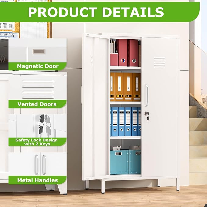 PAOFIN 47" Metal Storage Locker, Lockable Employees Metal Locker - Image 6