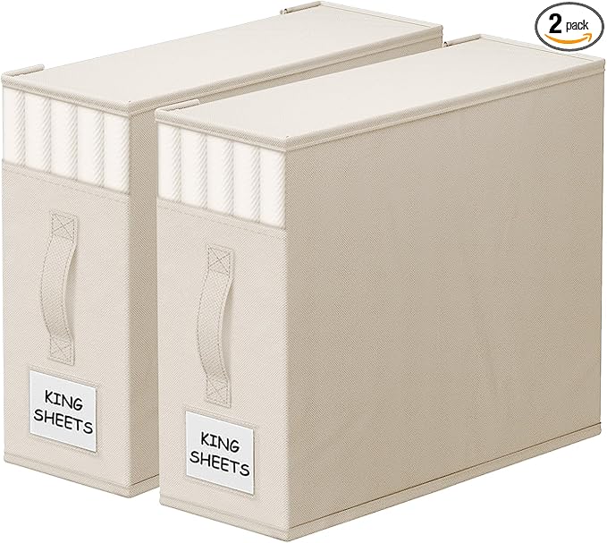 StorageTastic 2 Pack Bed Sheet Closet Organizers and Storage, Sturdy Foldable by StorageTastic