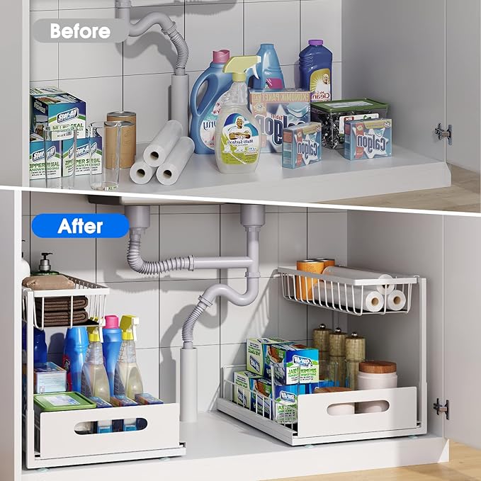 2 Pack Under Sink Organizer, 2 Tier Under Sink Organizers and Storage - Image 3