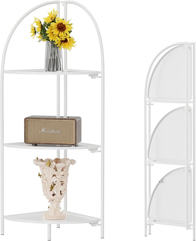 Crofy Foldable 3 Tier Corner Shelf, Metal Corner Plant Stand by CrofyLLC