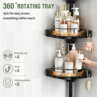 shuang qing 360° Rotating Corner Shower Caddy Tension Pole Organizer - Image 3
