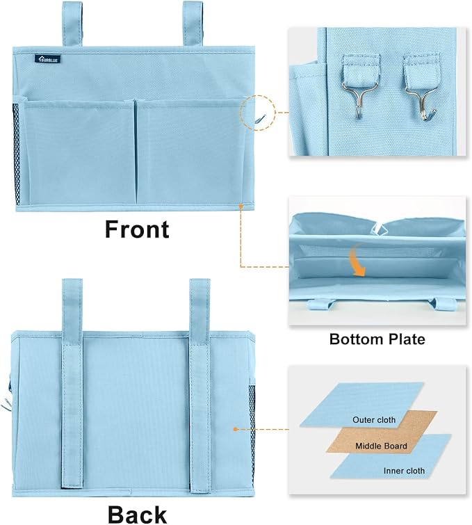 Surblue Bedside Caddy Hanging Organizer Bedside Storage Bag - Image 2