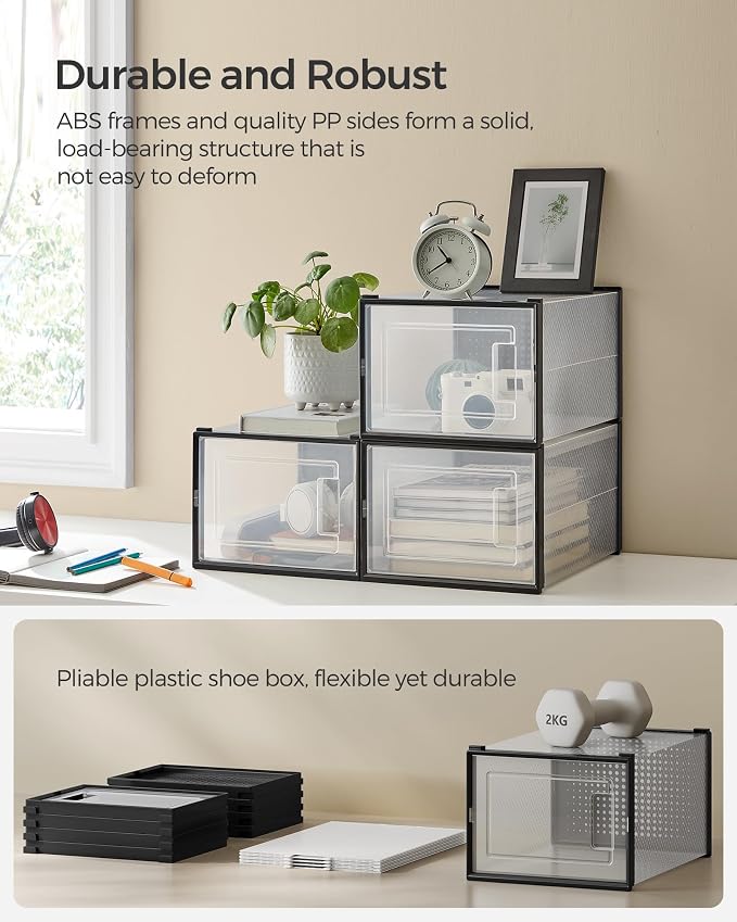 SONGMICS Shoe Boxes, Stackable Clear Plastic Boxes - Image 4