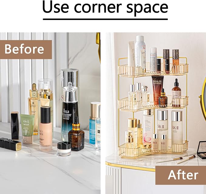 3-Tier Corner Bathroom Counter Organizer – Classic Storage Shelf - Image 5