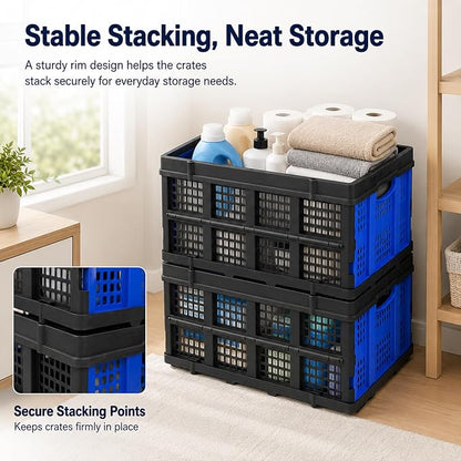 Collapsible Storage Crates 2 Pack, Heavy Duty Foldable Plastic Storage Bins - Image 7