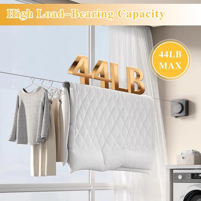 Retractable Clothesline Indoor, Non-Sagging Outdoor Clothes Line retracting - Image 4